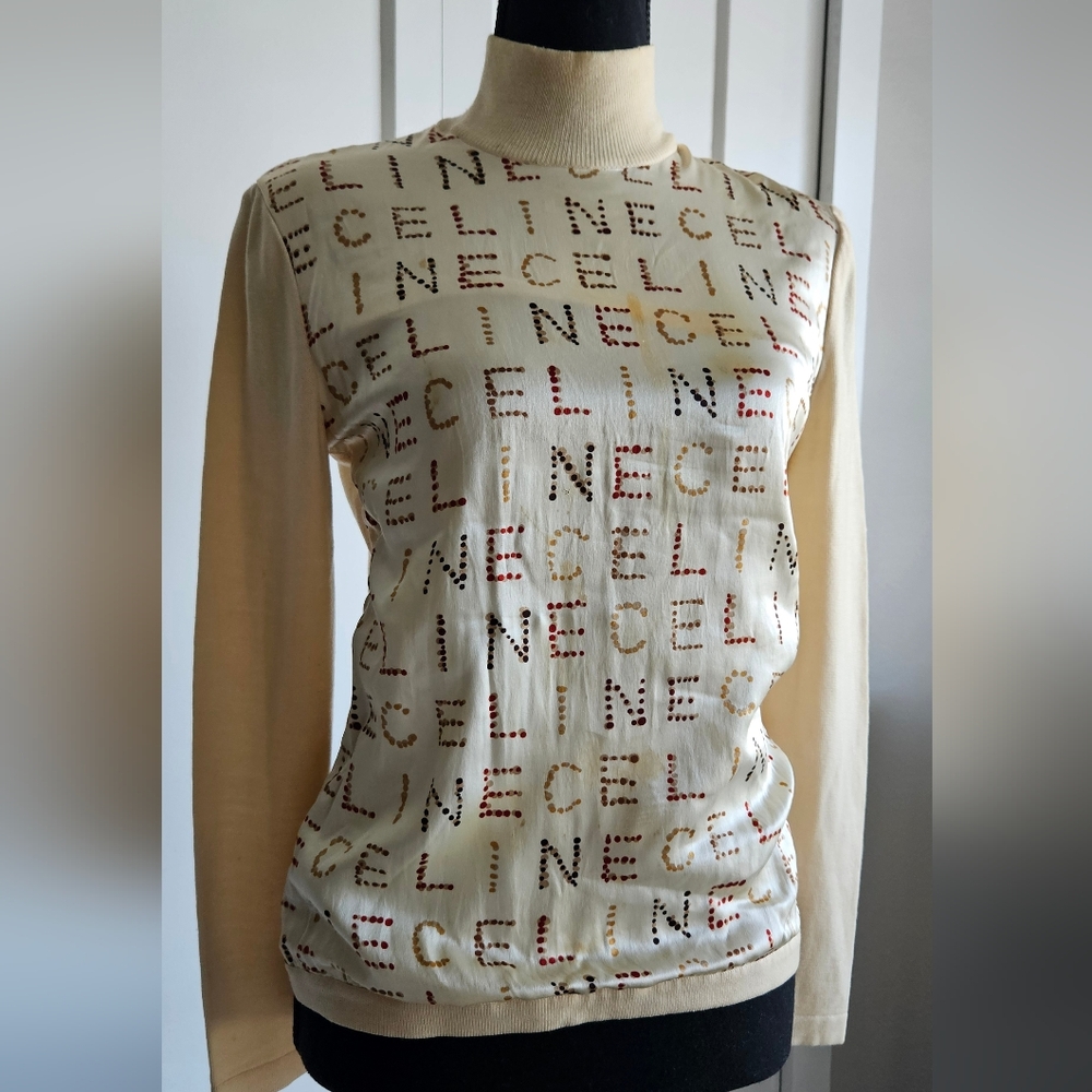 Celine Vintage Beige Logo Knit Top **PROJECT